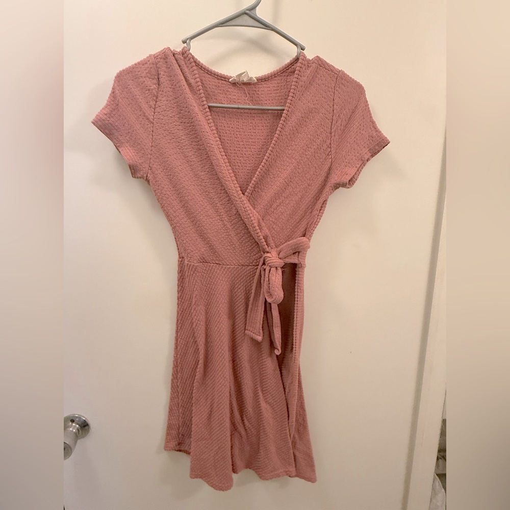 Rolla Coster Pink Wrap Mini Dress with Tie Front